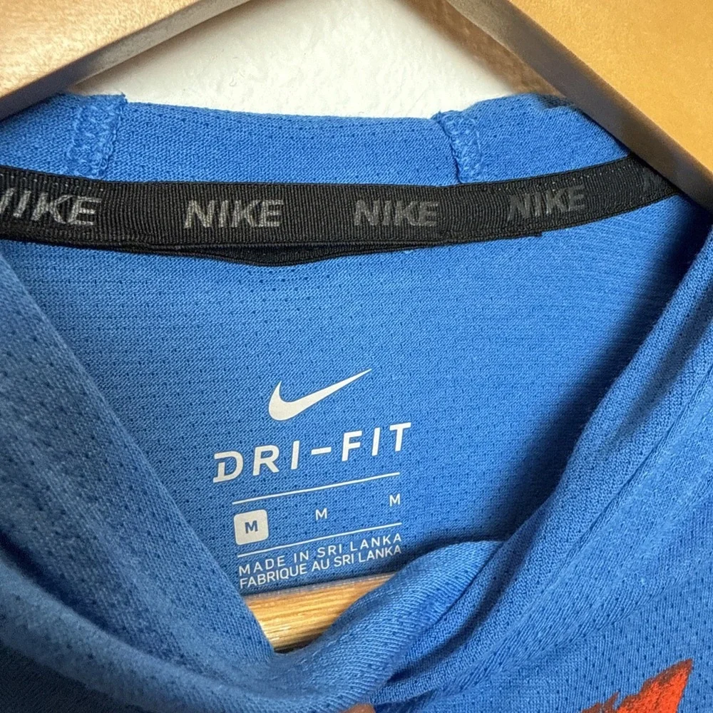Boys Nike Breathe Long Sleeve Hoodie Top Blue/Red Size‎ M Polyester Blend